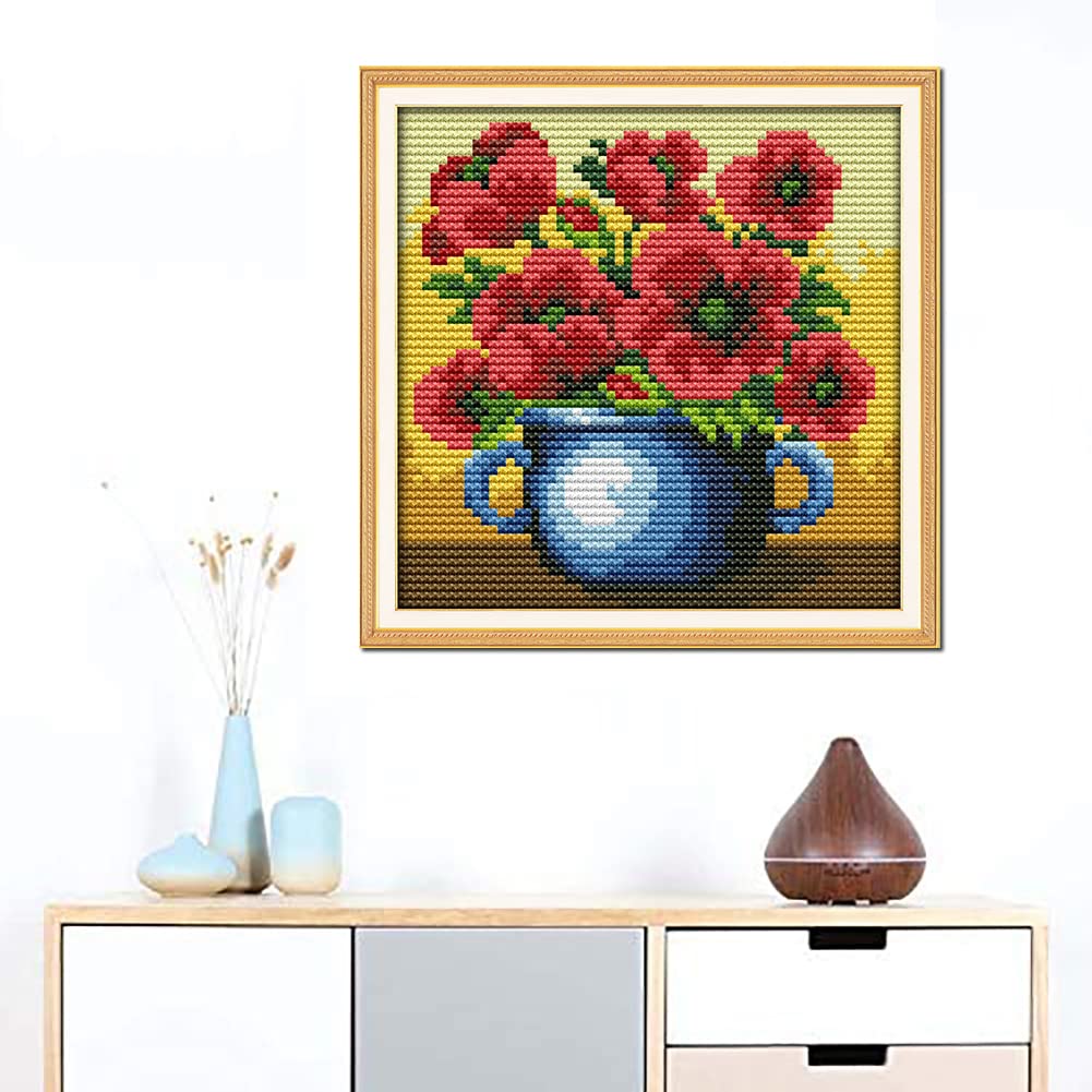 Amazon | OWN4B クロスステッチ刺繍キット図案印刷、11ct 花瓶の中の